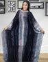 Elegant Party Dress in Abaya Style with Dubai Stripe Print